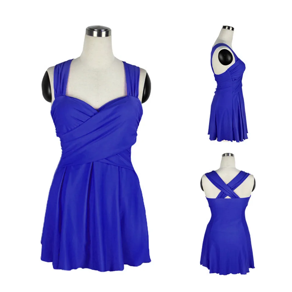 Для женщин Пляжная накидка, перекрещённая на груди Swimdress Твердые Broadcloth купальники Костюмы для подвижных игр с Pad элегантный обогнул регулярные Лето Повседневное