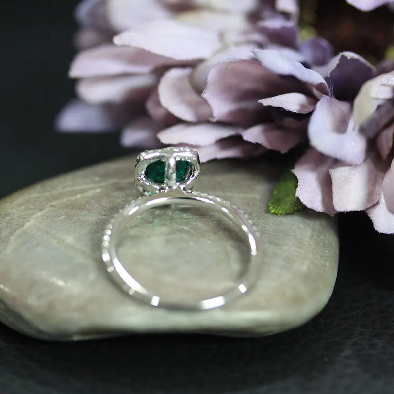 Модное кольцо DUPUY 6 мм 0.8ct изумрудная обручальное из розового золота 14 к с круглой