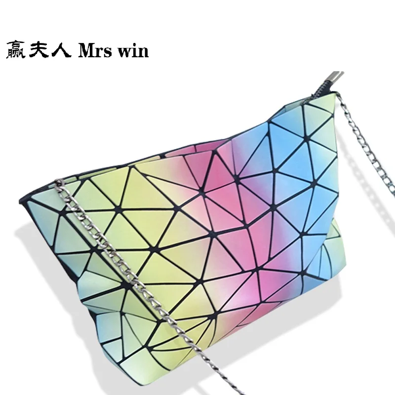 В 2017 году новинка цвета радуги одного плеча мешок складной и Геометрическая