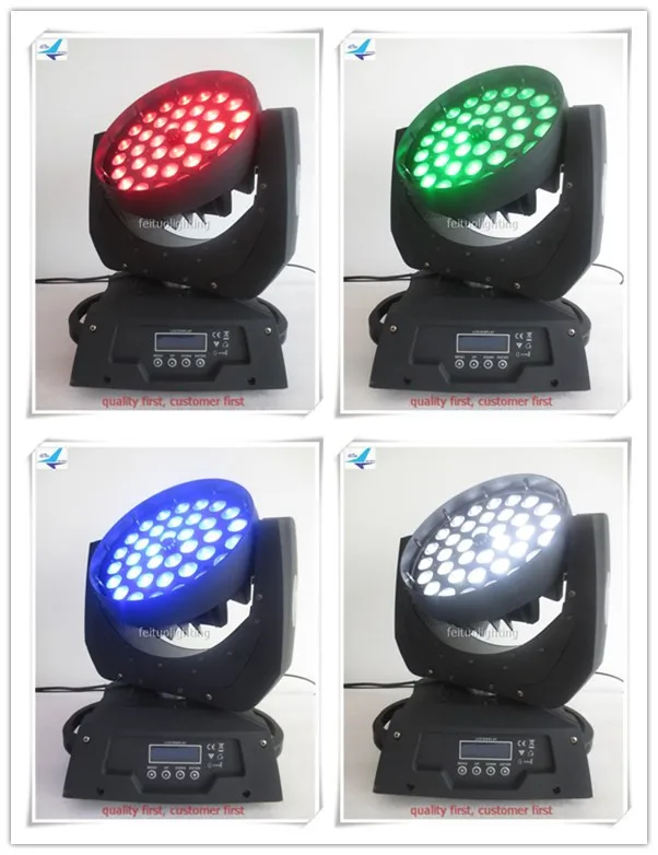 Бесплатная доставка 4 шт./лот LED Zoom Moving Head сценическое освещение 36x10 Вт RGBW DJ