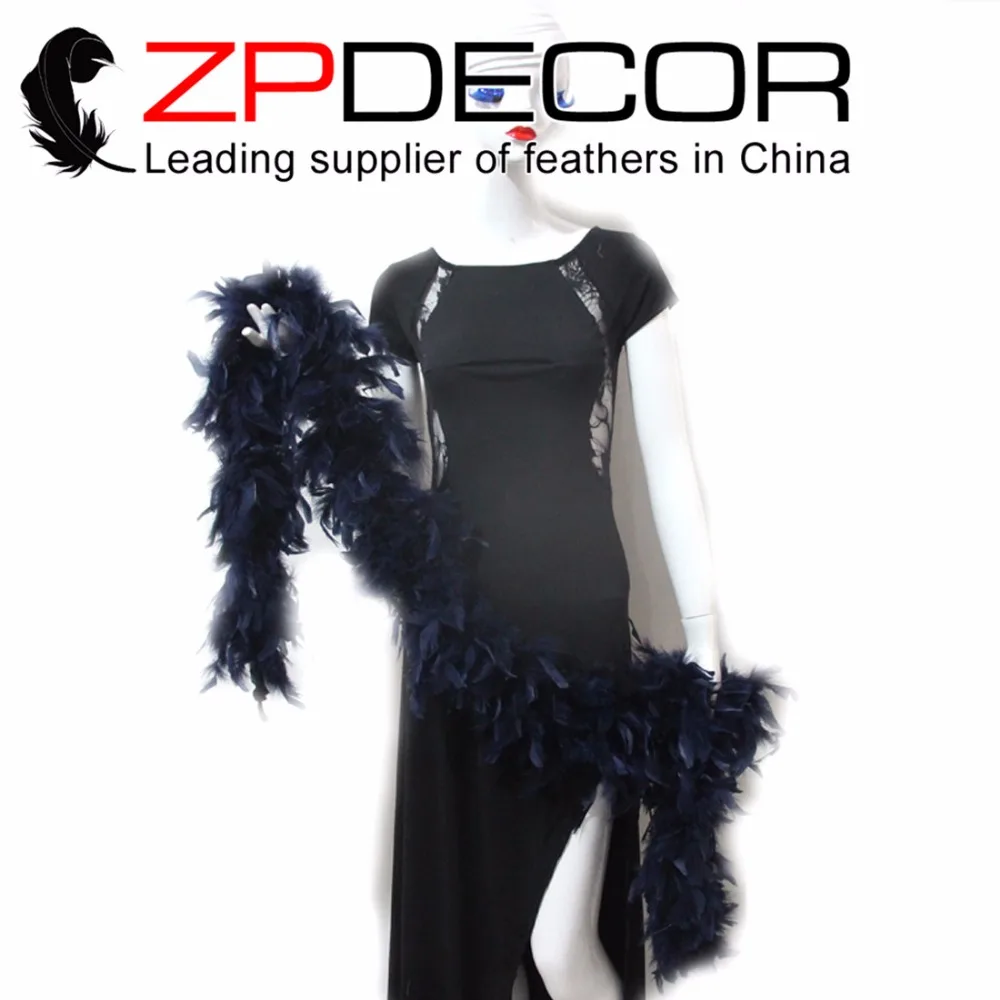 ZPDECOR перо 2 ярдов 80 г Хорошее качество пушистый и красивый темно синий Турция