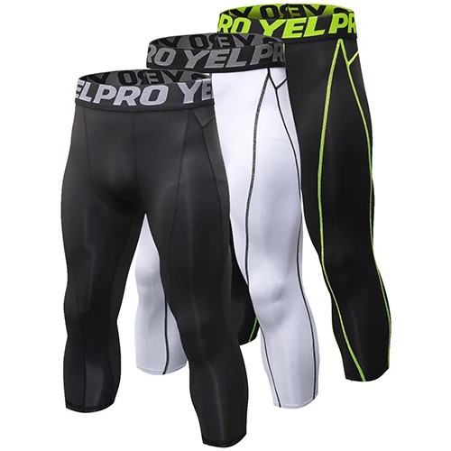 black white Bgreen Yuerlian US Local, 3 шт., мужские компрессионные штаны, термобелье, крутые, сухие, спортивные колготки, леггинсы, колготки для бега - Цвет: black white Bgreen