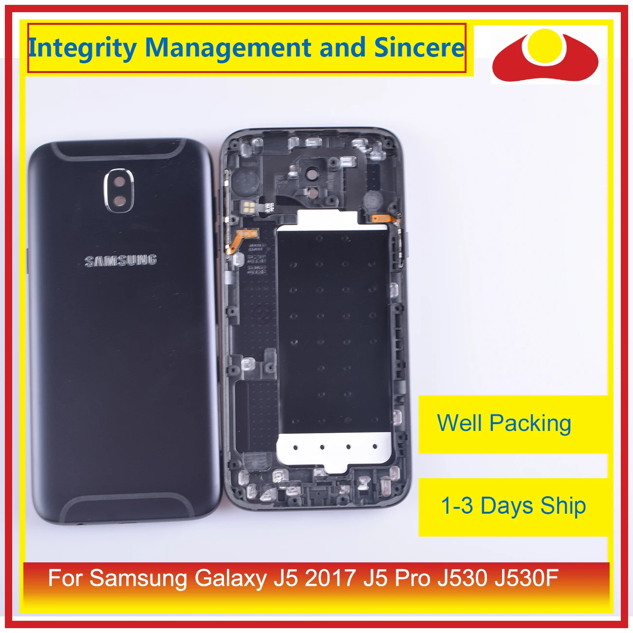 Для samsung Galaxy J5 Pro J530 J530F SM-J530F J530FM корпус Батарейная дверная рама задняя крышка чехол Корпус