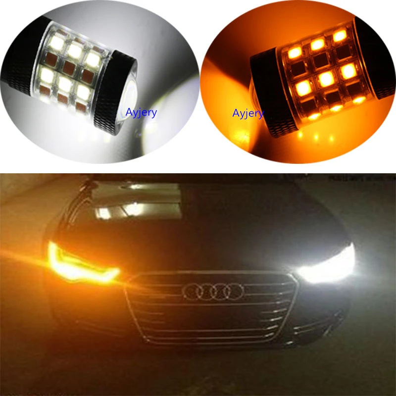 AYJERY! 2 шт. T20 P21W 7443 2835 42 SMD Светодиодные Автомобильные лампы белый/янтарный двойной