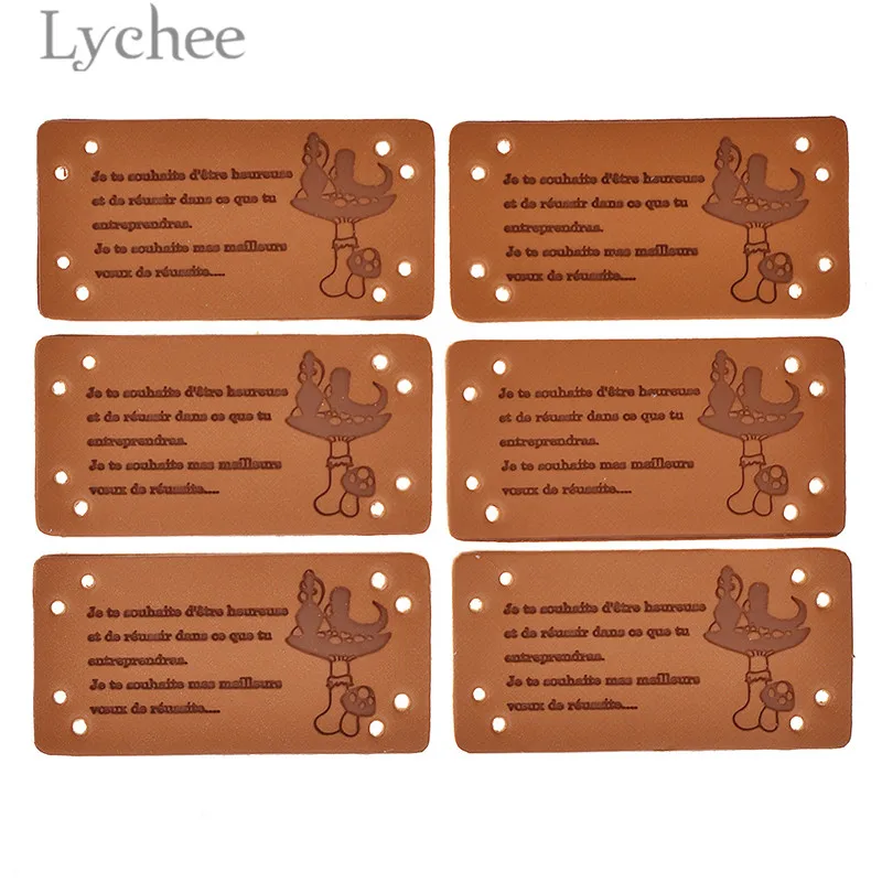 Этикетки Lychee Life из искусственной кожи ручной работы 20 шт. кнопки ножницы узор