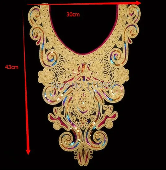 15 шт. вышивка с золотыми нитями и пайетками кружевной украшенный вставками шитье