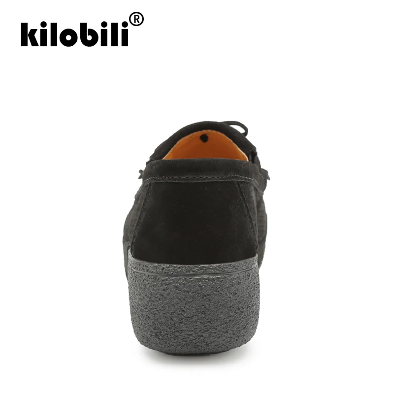 Kilobili/2019 г. летние женские туфли на плоской подошве с бахромой платформе замшевые