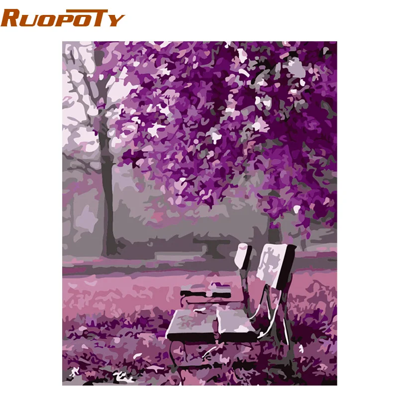 Набор для рисования по номерам на холсте фиолетовый пейзаж 40 х50 см|diy painting|painting