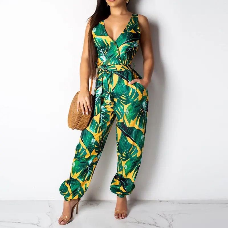 Летние офисные женские черные комбинезоны в африканском стиле для девочек