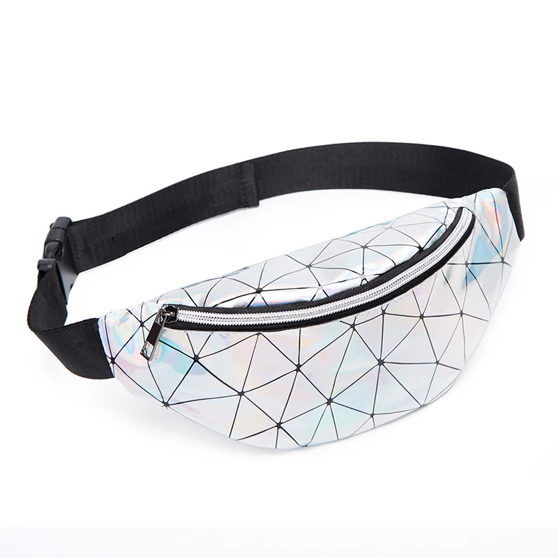 Silver 1 Waist Bag Женская поясная сумка с бананом, водонепроницаемая поясная сумка, Женская голографическая поясная сумка, дорожные нагрудные сумки, мини портмоне, сумка для телефона - Цвет: Silver 1 Waist Bag