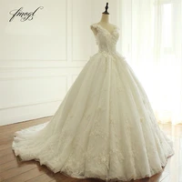 fmogl elegant flowers lace princess wedding dress 2021 beading appliques vintage bride dresses robe de mariage plus size