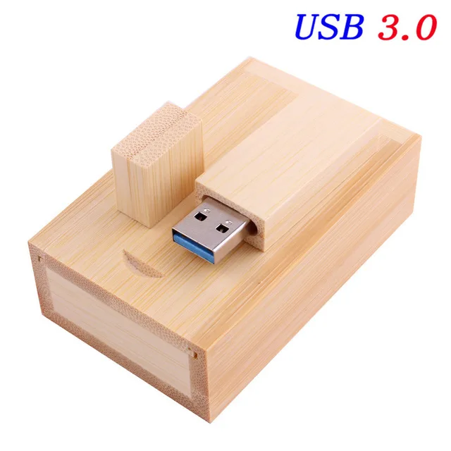 JASTER USB 3,0 фотография логотип клиента деревянный usb+ Подарочная коробка usb флеш-накопитель деревянная Флешка 8 ГБ 16 ГБ 32 ГБ 64 Гб свадебные подарки - Цвет: Bamboo
