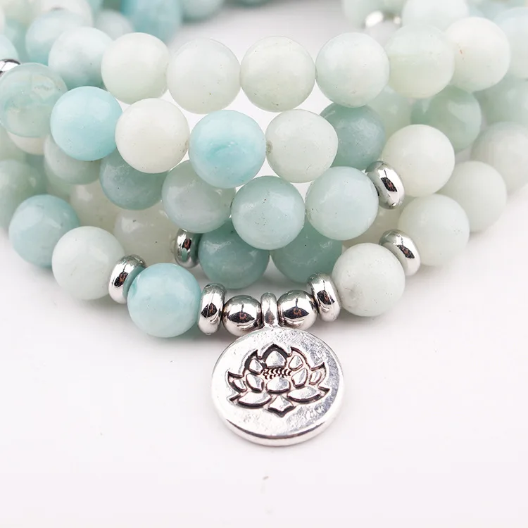 8 мм Новый браслет и ожерелье из камня амазонита тибетская Женская мужская Йога OM
