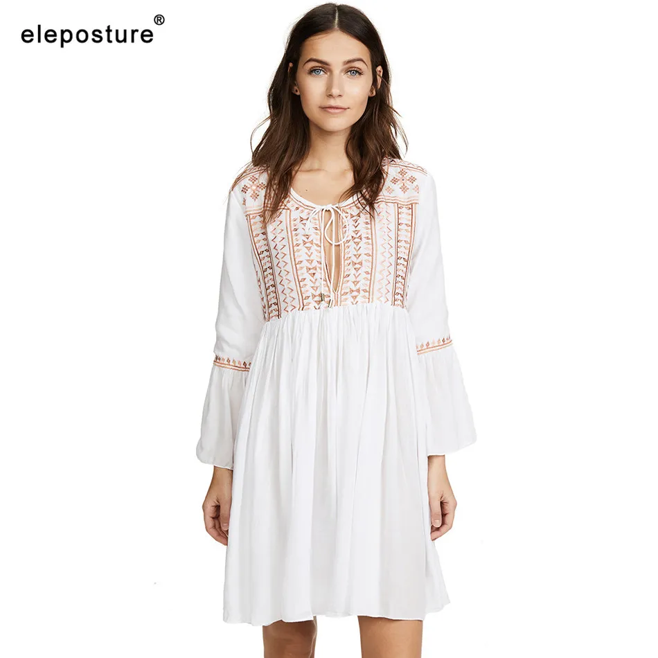 New Embroidery Beach Cover Up Women Bikini Cover Up Beach Dress Ladies Summer Beach Wear Tunics Swimsuit Swimwear Cover-Ups