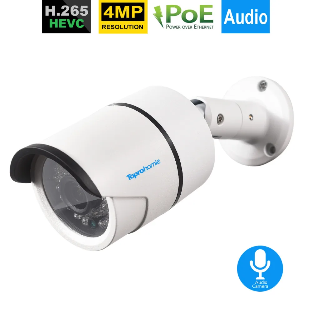 TOPROHOMIE H.265 4.0MP безопасности камеры видеонаблюдения IP Камера аудио запись звука