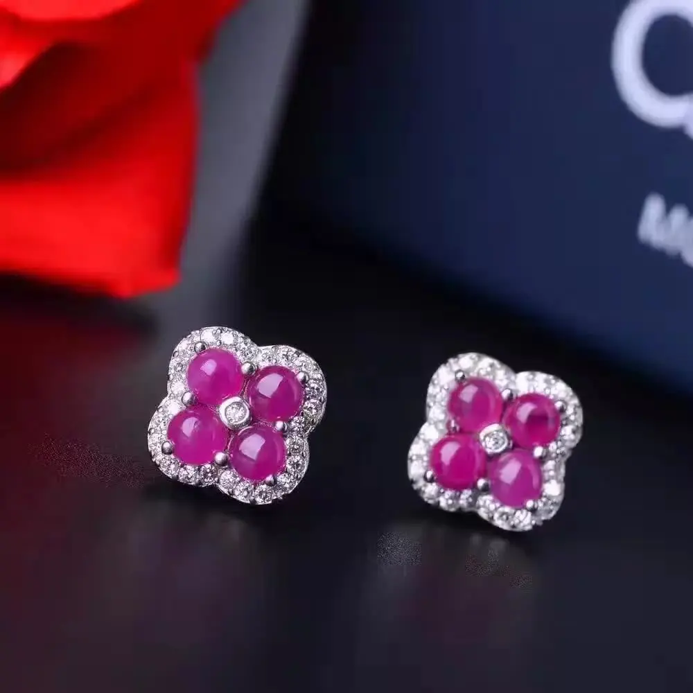 Женские серьги-гвоздики с рубинами Fidelity вечерние серьги из серебра 925 пробы