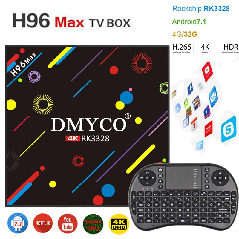 2018 DMYCO H96 MAX H2 Android 7 1 Смарт ТВ коробка 4 ГБ ОЗУ 32 Гб ПЗУ четырехъядерный RK3328 WiFi 2 4G/5G