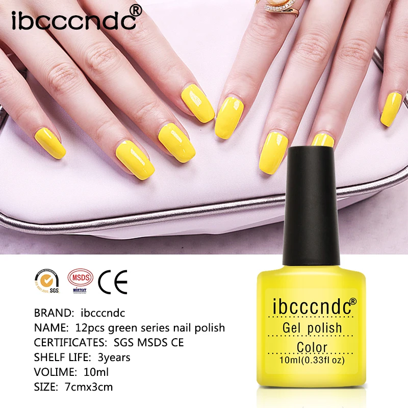 Ibcccndc 12 шт. Желтая серия Гель лак для ногтей отмачиваемый УФ светодиодный дизайна
