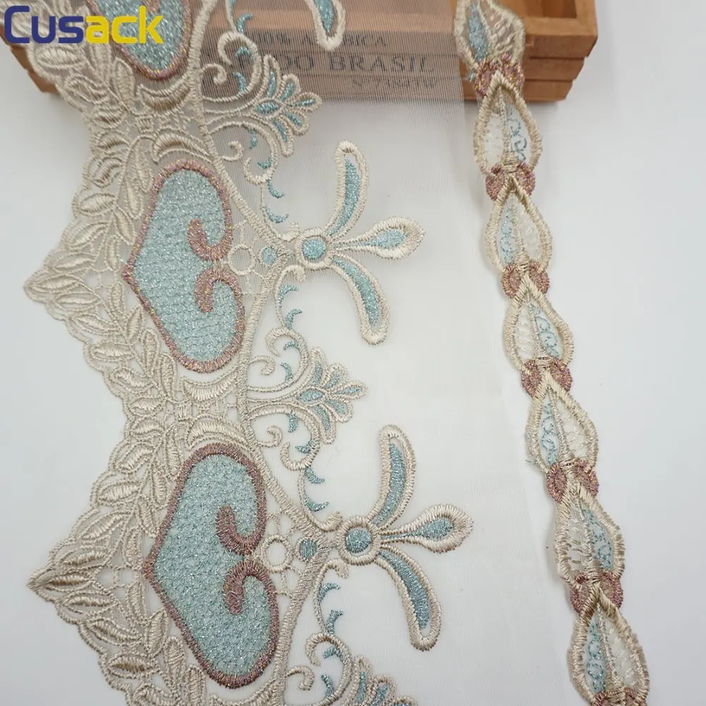 2 двор вышитые Цветочная кружевная лента планки для Домашний текстиль диванных