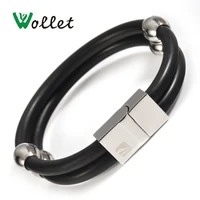 stainless steel silicone bracelet for women men germanium powder magnetic power infrared black rubbers wristbands energy balance