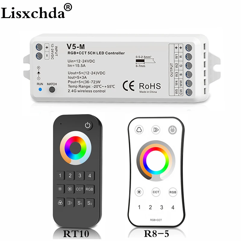 DC12-24V 2,4G RGB+ CCT led контроллер 4 зоны Беспроводной RF Диммируемый пульт дистанционного управления для 5050 3528 led RGB+ CCT светодиодные полосы света