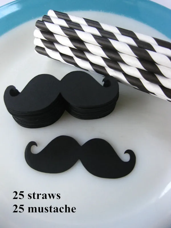 25pcs 50 шт. бумажные усы соломинки для стола Декор реквизит для фото вечеринок свадебное украшение фиеста Вечеринка день рождения детский душ подарки на крещение - Цвет: 25pcs