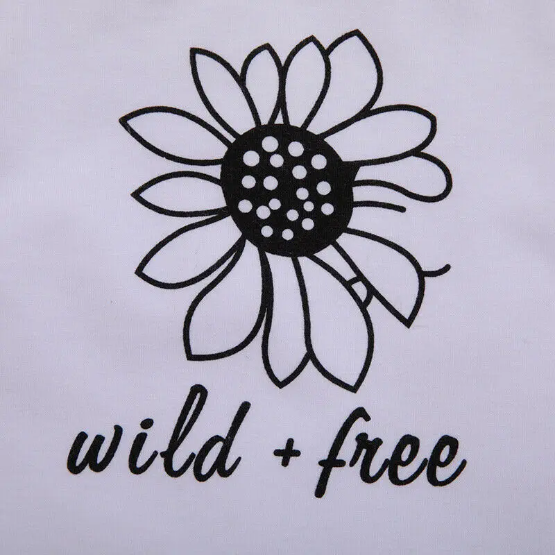 Летняя одежда для девочек с принтом Wild Free футболка рисунком белая + черные шорты