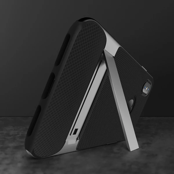 TPU+ PC для IPhone X чехол ROCK Royce держатель серии Подставки антидетонационных защитный чехол для Iphone X 10 Телефон задняя крышка - Цвет: Gray