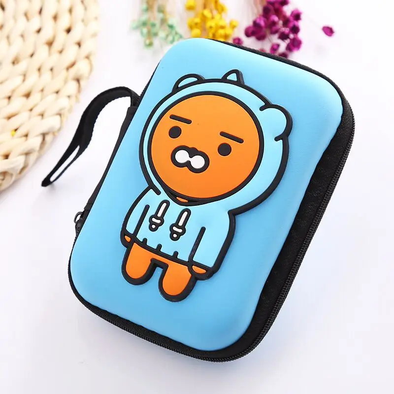 Hat Bear Многофункциональный милый мультфильм аниме квадратный Мобильный телефон наушники зарядный кабель сумка для хранения карты памяти U диск на молнии чехол для хранения - Цвет: Hat Bear