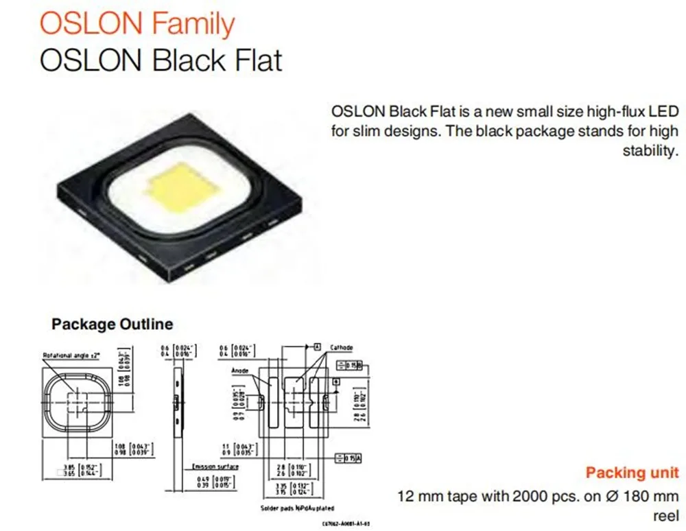100 шт. osram 3737 3838 3535Pad 5 Вт, холодный белый свет 5500-6000K 1000MA