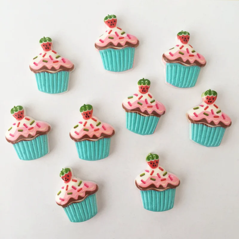 Ручная роспись красочный клубничный торт плоская спина кабошон камень