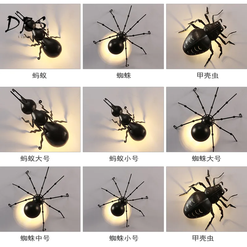 Настенный светильник Промышленный в виде жука паука муравья детская комната