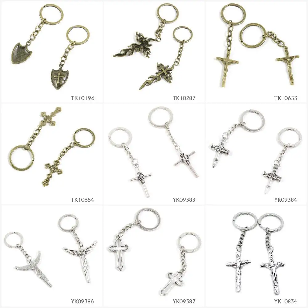 Металлический античный бронзовый Серебристый Брелок для ключей брелок крест