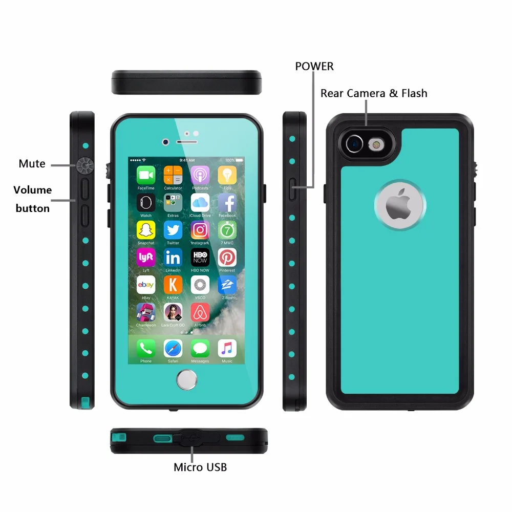 

For iPhone7 8 Waterproof Mobile Phone Case General purpose Passed the Shock Dirt Snow Proof Protection case For iPhone 7 8 Plus