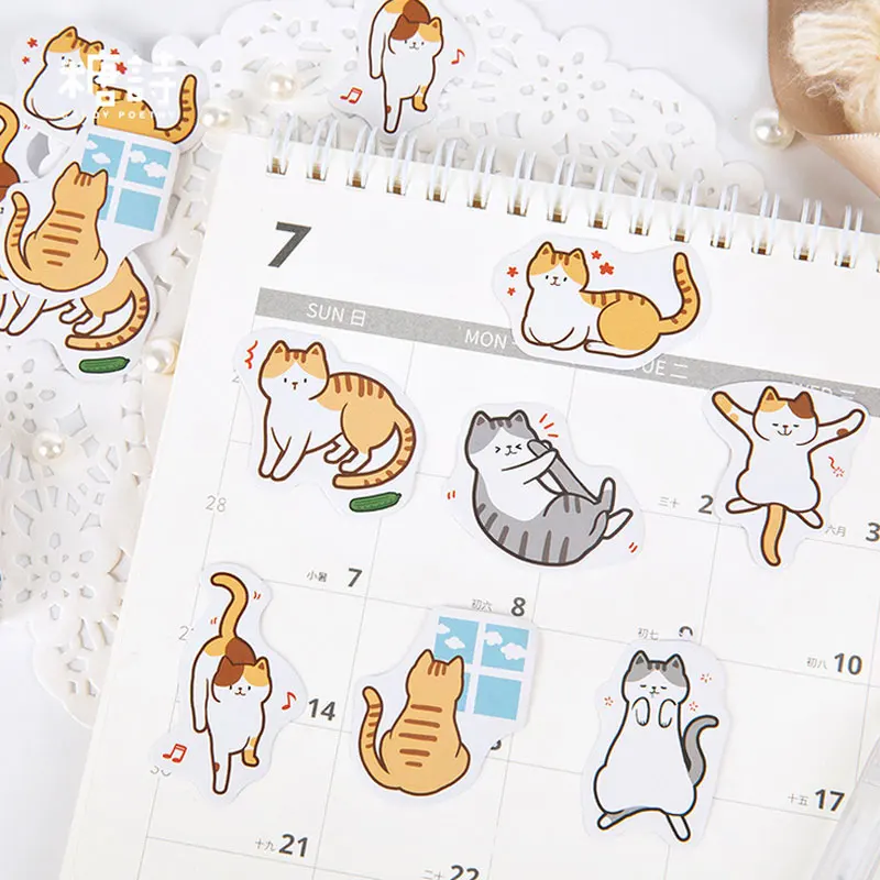 45 шт./кор. жизнь кошки Kawaii канцелярские наклейки дневник планировщик