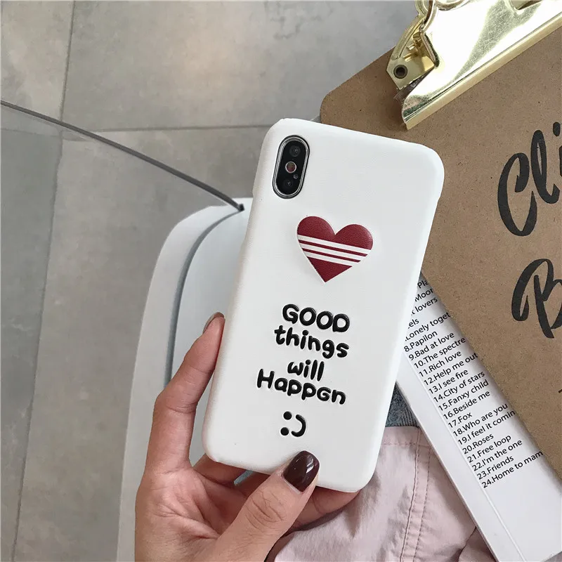white cortex English typeface loving heart super personality case for iphone 6 7 8 Plus X XR XS MAS phone cases |
