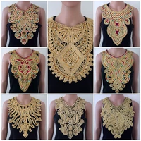 fashion gold collar ethnic spangle floral embroidery applique decoration decorated lace neckline collar sewing accessories