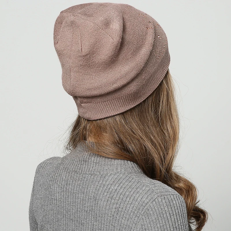 Зимние шапки JIYOUOU для женщин двухслойные шапочки облегающие с кроликом новинка