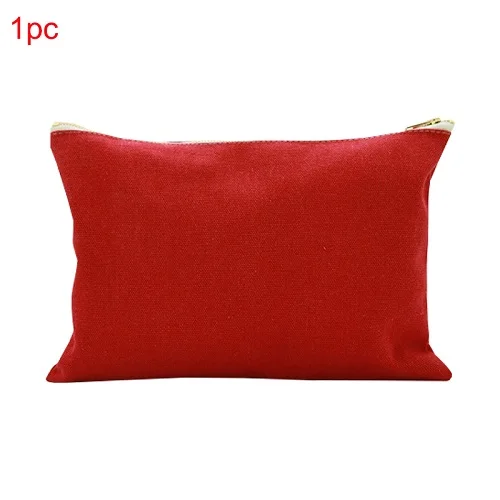 Red 1pc Oivefeet, объемом 16 унций однотонная из хлопка, парусины косметичка для путешествий для макияжа золотая молния сумка, 8 видов цветов - Цвет: Red 1pc