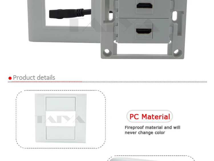 Двойные порты hdmi настенная пластина с коротким кабелем Поддержка 3D 4K