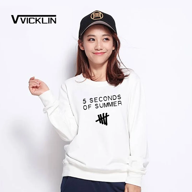Женская толстовка с принтом 5SOS длинный рукав хлопок круглый вырез женские топы в