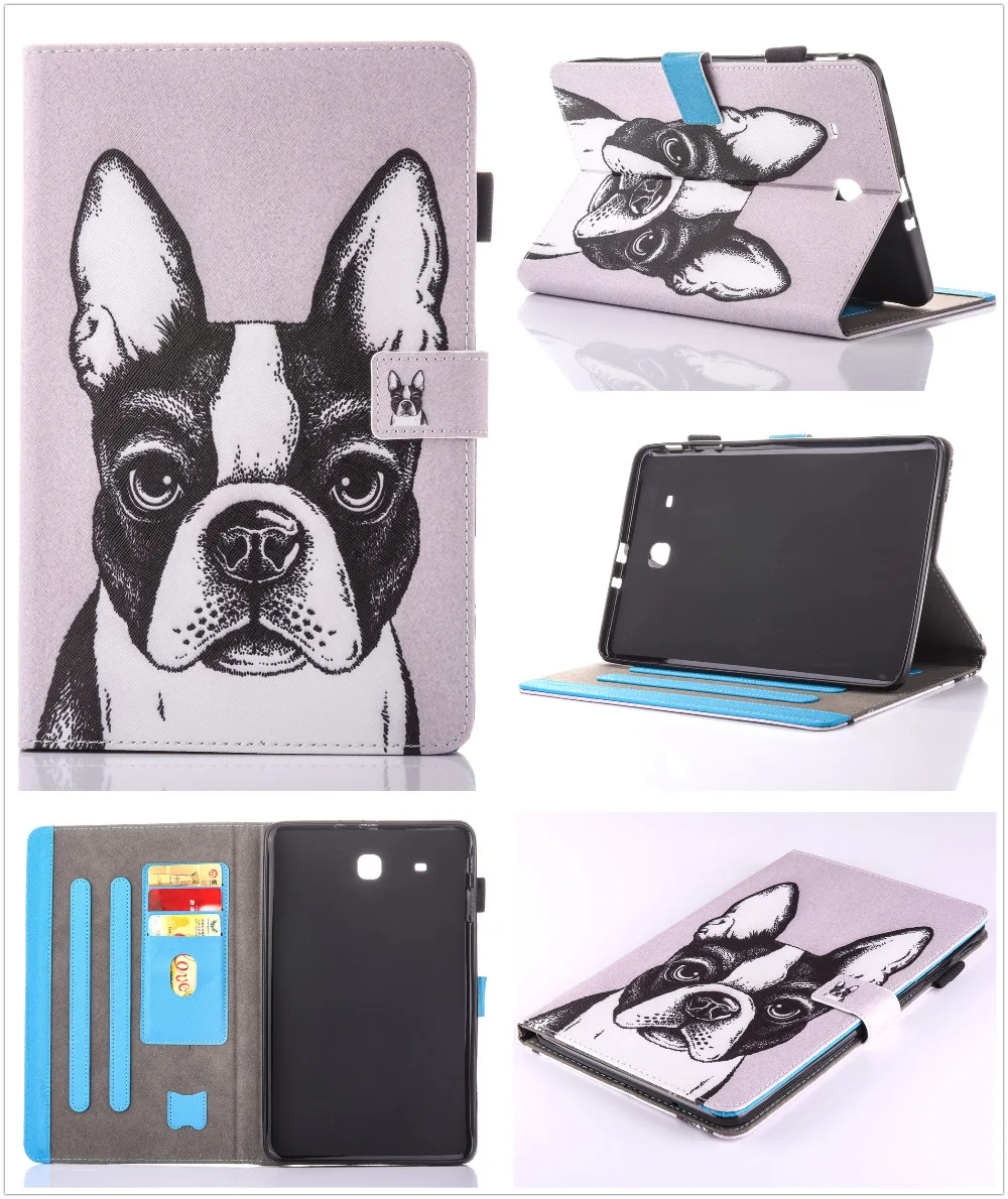 Тонкий чехол книжка из искусственной кожи с принтом и подставкой для карт Samsung