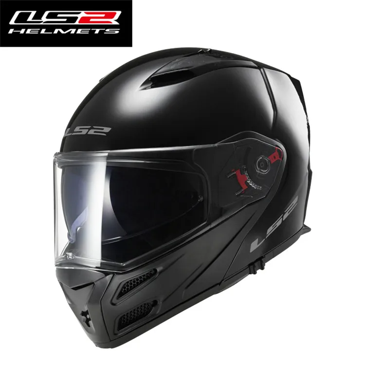 Glossy Black LS2 Touring мотоциклетный шлем модульный откидной Каско Capacete шлем открытый мото шлемы каск руля для Cruiser METRO - Цвет: Glossy Black
