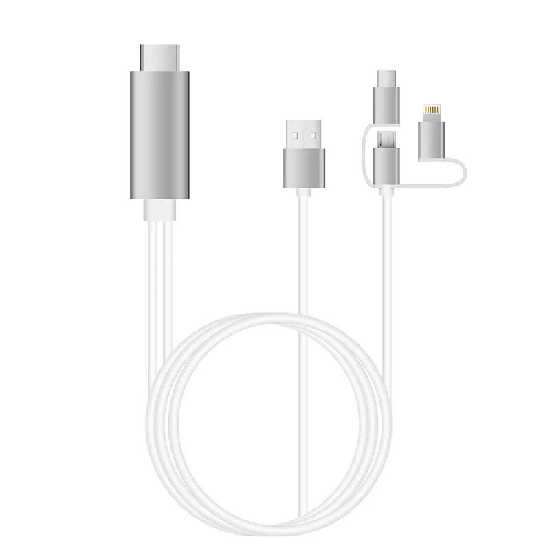 Mirascreen 3 в 1 3 м HDTV кабель Тип C и Micro USB и для lightning разъем Plug and Play Miracast кабель для apple Android телефон