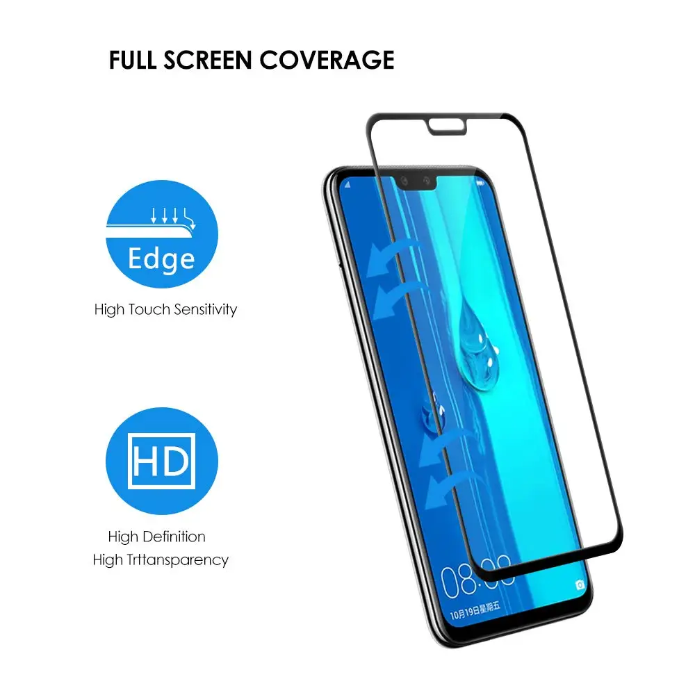 5D Полное покрытие экрана протектор для HuaWei Y3 Y5 Y6 Y7 Prime Y9 Pro 2018 закаленное стекло 2019