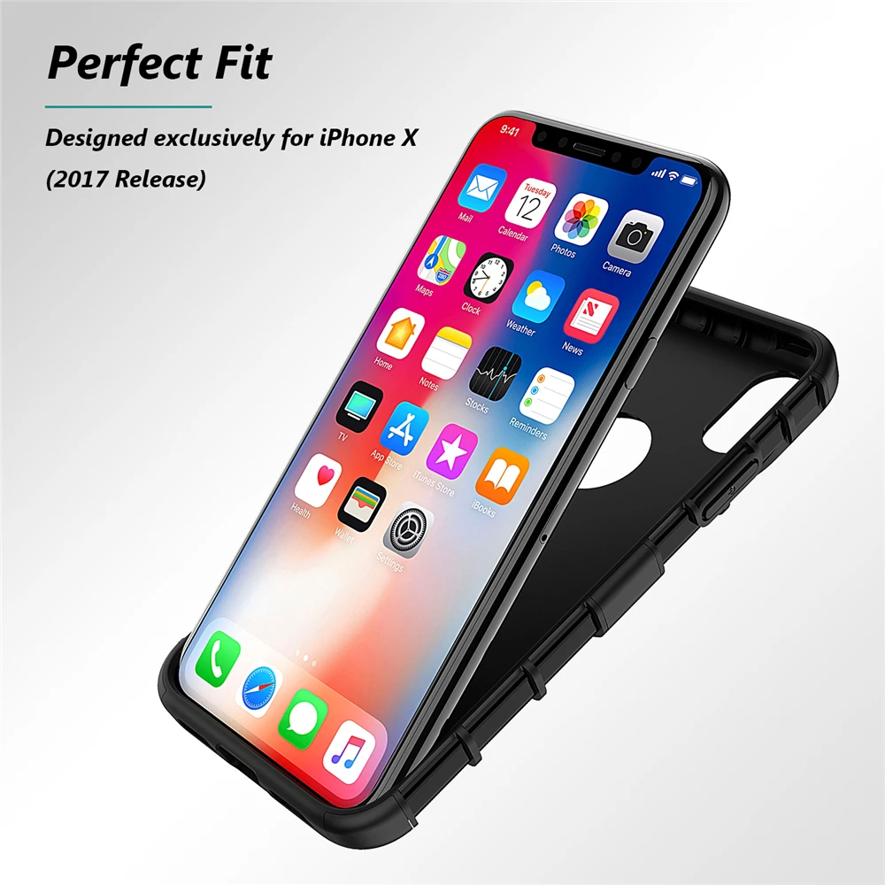 TIEGEM Kickstand Phone Case For iPhone X 10 5.8 inch Coque Soft Silicone Back Cover Shell with Stand Holder |