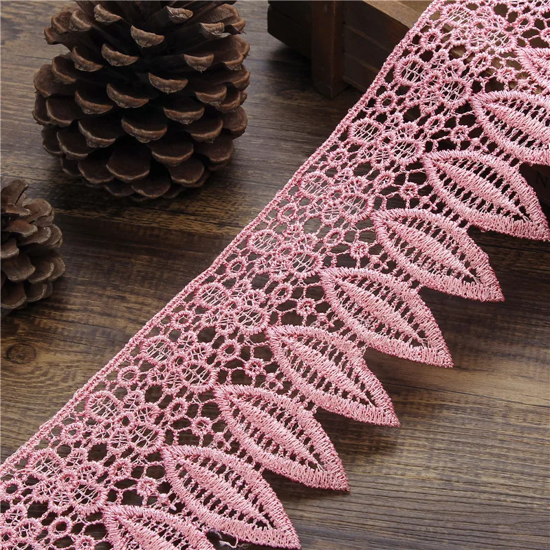 5Yards Colour Polyester Hollow Lace Water-soluble Embroidery Bar Code DIY Curtain Bedcover Plum Mosaic Accessories Elastic | Дом и сад