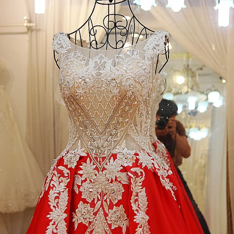 LS87332 длинное красное формальное платье O шеи без рукавов бисером кристаллы корсет