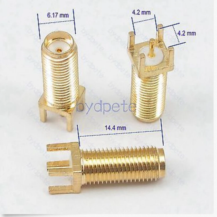 

10pcs/lot SMA female PCB Solder straight connector Panel Mount square equally RF 14.4mm in
