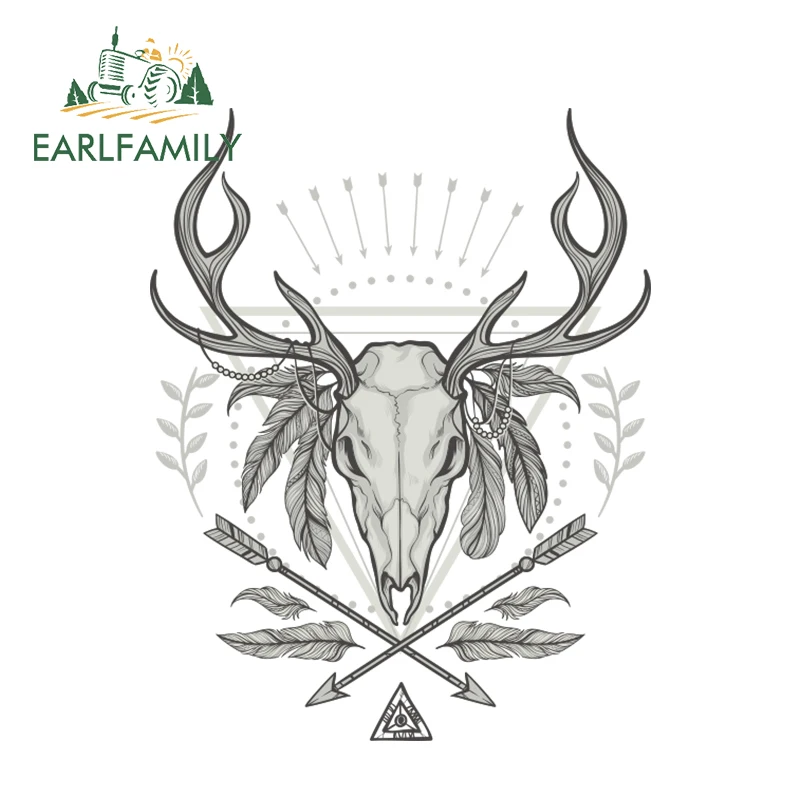 EARLFAMILY 13 см x 10 3 Индивидуальная креативная наклейка с оленем шаманом шлем